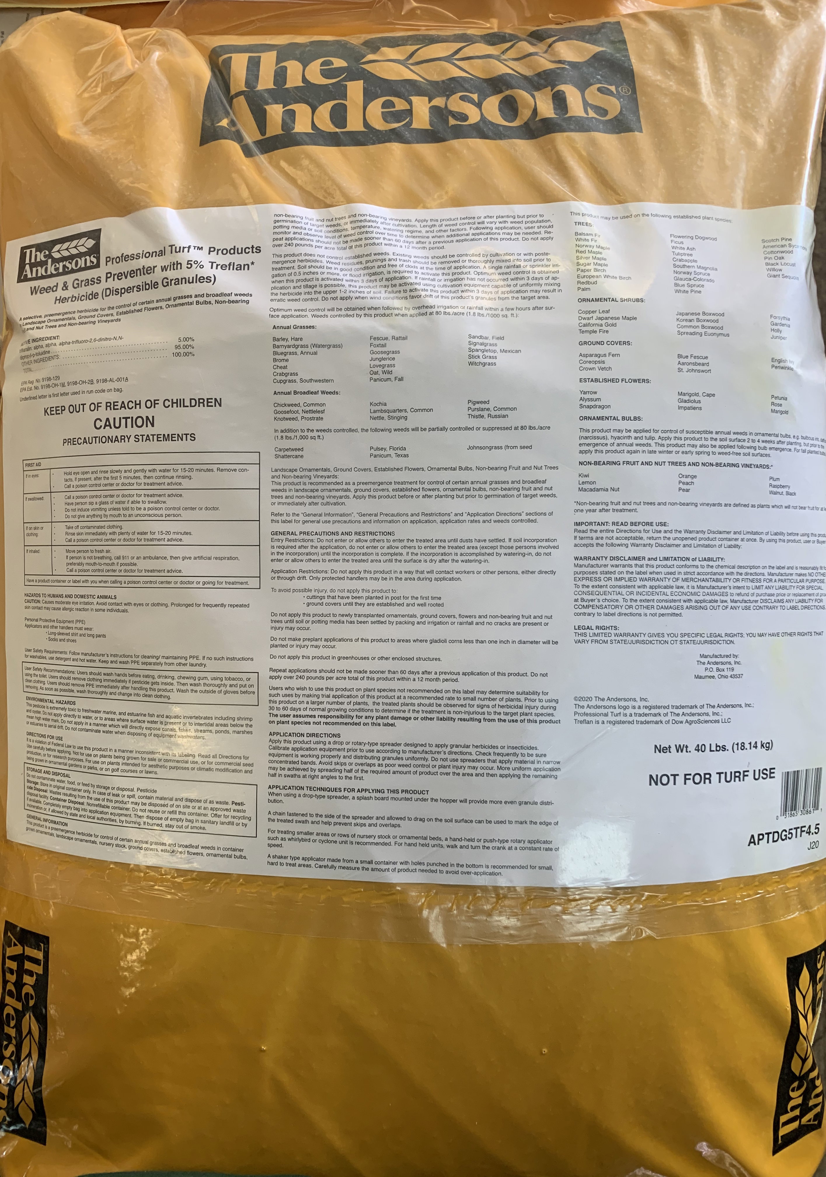 Treflan 5% (PREEN BUT STRONGER!!) 40lb bag - www.1ststateseed.com